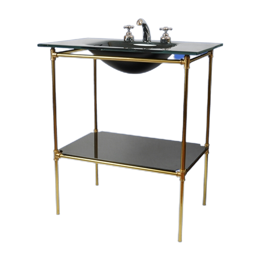 Mueble para baño en bronce y vidrio termoformado